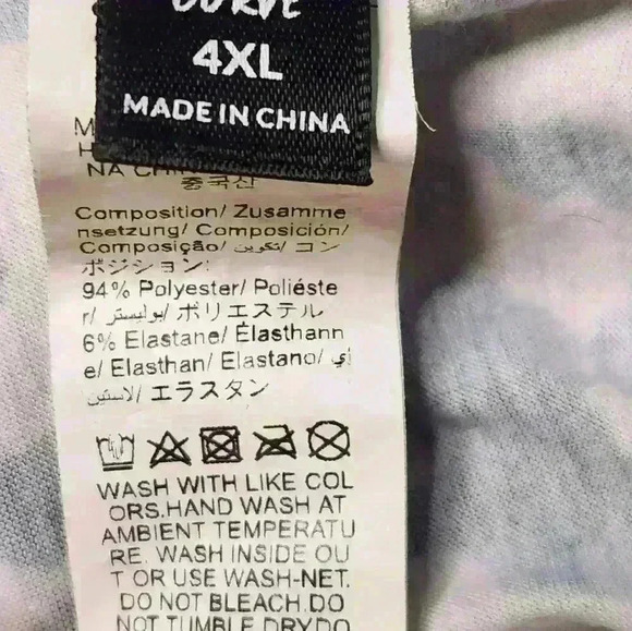 Shein Curve blue and white tie die short sleeve long top size 4XL - Picture 9 of 9